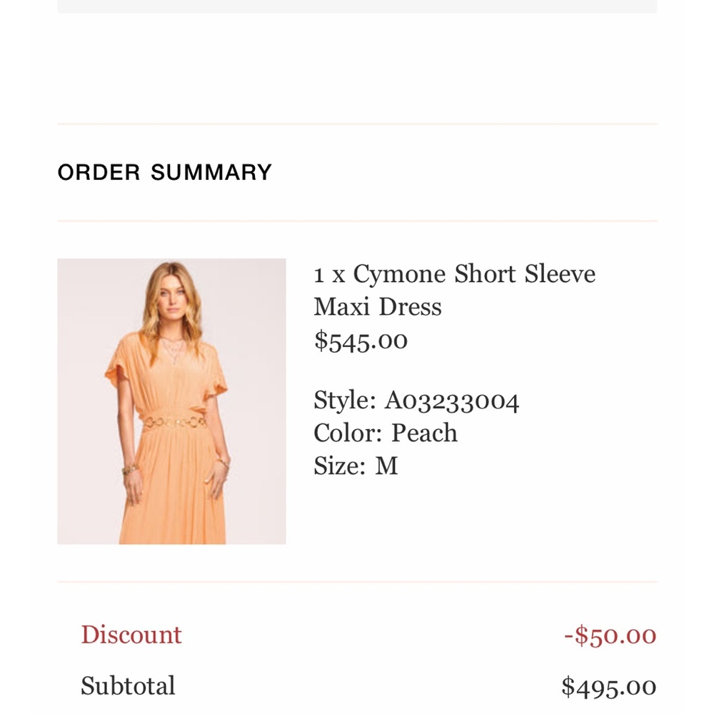 Peace Ramy Brook Cymone Short Sleeve Maxi Dress